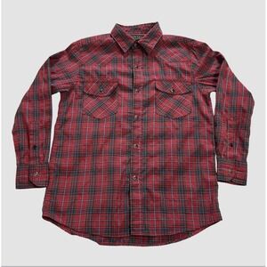 Montage Collection Boys Medium Black Snap Red Plaid Western Shirt Long Sleeve